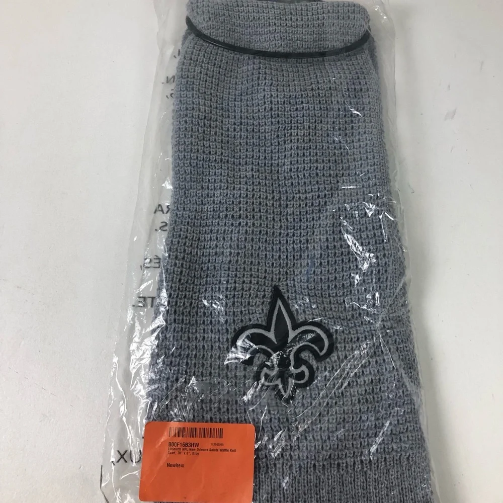 NFL New Orleans Saints Waffle Knit Scarf w Embroidered Logo New NWT - Picture 6 of 7
